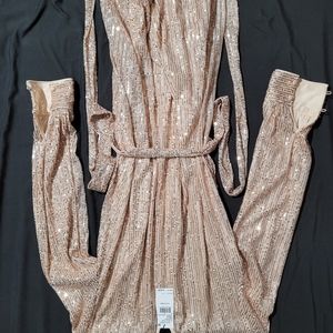 Champagne color evening dress size 4 fits to 10